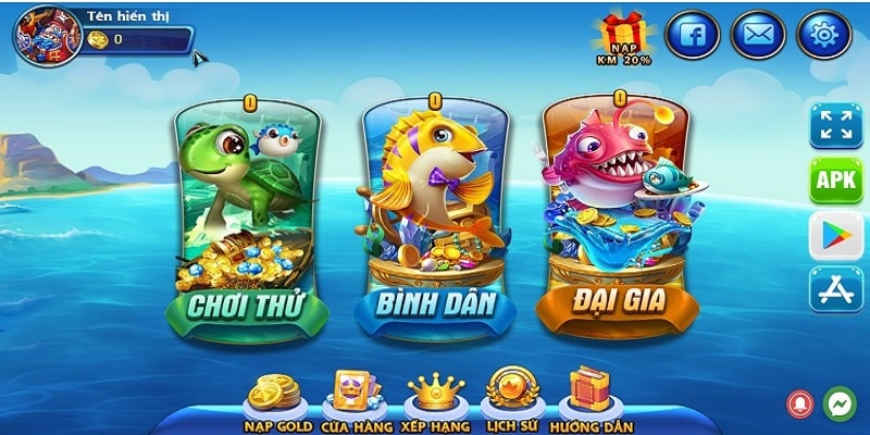 Giao diện bắn cá đổi thưởng ấn tượng